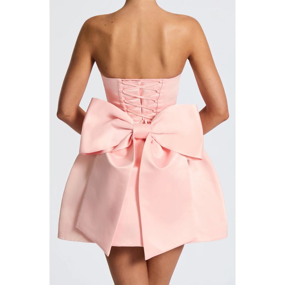 NWT Babyboo Abbey Blush Pink Bow Corset Fit & Flare Strapless Mini Dress Size S - Picture 5 of 14